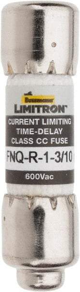 Cooper Bussmann - 300 VDC, 600 VAC, 1.3 Amp, Time Delay General Purpose Fuse - Fuse Holder Mount, 1-1/2" OAL, 200 at AC (RMS) kA Rating, 13/32" Diam - USA Tool & Supply