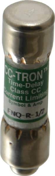 Cooper Bussmann - 300 VDC, 600 VAC, 0.5 Amp, Time Delay General Purpose Fuse - Fuse Holder Mount, 1-1/2" OAL, 200 at AC (RMS) kA Rating, 13/32" Diam - USA Tool & Supply