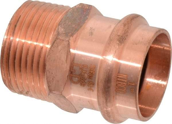 NIBCO - 1" Wrot Copper Pipe Adapter - P x M, Press Fitting - USA Tool & Supply