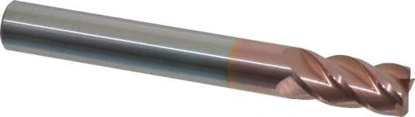 Accupro - 1/2", 4 Flute, Single End, Solid Carbide, 0.03" Corner Radius End Mill - 4" OAL, 40° Helix, Right Hand Flute, 1" LOC, Right Hand Cut - USA Tool & Supply