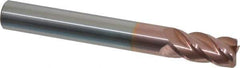 Accupro - 1/2", 4 Flute, Single End, Solid Carbide, 0.03" Corner Radius End Mill - 4" OAL, 40° Helix, Right Hand Flute, 1" LOC, Right Hand Cut - USA Tool & Supply