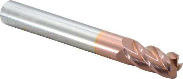 Accupro - 1/2", 4 Flute, Single End, Solid Carbide, 0.06" Corner Radius End Mill - 4" OAL, 40° Helix, Right Hand Flute, 1" LOC, Right Hand Cut - USA Tool & Supply