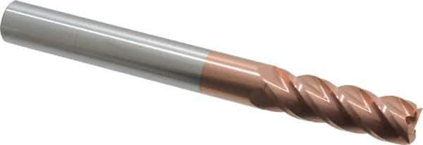 Accupro - 5/8", 4 Flute, Single End, Solid Carbide, 0.015" Corner Radius End Mill - 6" OAL, 40° Helix, Right Hand Flute, 2" LOC, Right Hand Cut - USA Tool & Supply