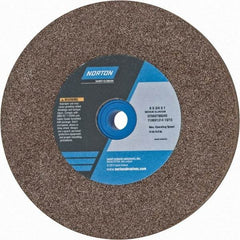 Norton - 60/80 Grit Aluminum Oxide Bench & Pedestal Grinding Wheel - 6" Diam x 1" Hole x 3/4" Thick, 4140 Max RPM, Medium Grade - USA Tool & Supply