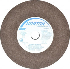 Norton - 60/80 Grit Aluminum Oxide Bench & Pedestal Grinding Wheel - 10" Diam x 1-1/4" Hole x 1" Thick, 2485 Max RPM, Medium Grade - USA Tool & Supply