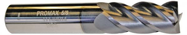 ProMax - 9/16", 1-1/4" LOC, 9/16" Shank Diam, 3-1/2" OAL, 4 Flute, Solid Carbide Square End Mill - USA Tool & Supply