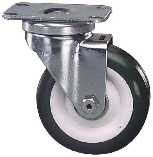 Albion - 3-1/2" Diam x 1-1/4" Wide x 4-11/16" OAH Top Plate Mount Swivel Caster - Phenolic, 350 Lb Capacity, Delrin Bearing, 2-1/2 x 3-5/8" Plate - USA Tool & Supply