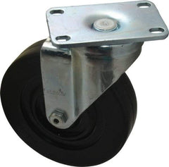 Albion - 5" Diam x 1-1/4" Wide x 6-3/16" OAH Top Plate Mount Swivel Caster - Soft Rubber, 175 Lb Capacity, Plain Bearing, 2-1/2 x 3-5/8" Plate - USA Tool & Supply