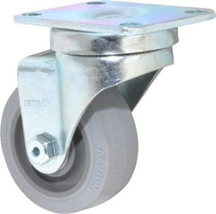 Albion - 3" Diam x 1-1/4" Wide x 4-1/4" OAH Top Plate Mount Swivel Caster - Rubber, 200 Lb Capacity, Delrin Bearing, 2-1/2 x 3-5/8" Plate - USA Tool & Supply