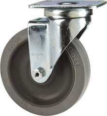Albion - 5" Diam x 1-1/4" Wide x 6-3/16" OAH Top Plate Mount Swivel Caster - Rubber, 325 Lb Capacity, Delrin Bearing, 2-1/2 x 3-5/8" Plate - USA Tool & Supply