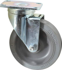 Albion - 5" Diam x 1-1/4" Wide x 6-3/16" OAH Top Plate Mount Swivel Caster - Rubber, 325 Lb Capacity, Ball Bearing, 2-1/2 x 3-5/8" Plate - USA Tool & Supply