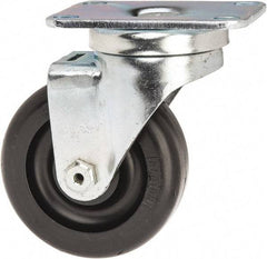 Albion - 3-1/2" Diam x 1-1/4" Wide x 4-11/16" OAH Top Plate Mount Swivel Caster - Polyolefin, 300 Lb Capacity, Delrin Bearing, 2-1/2 x 3-5/8" Plate - USA Tool & Supply