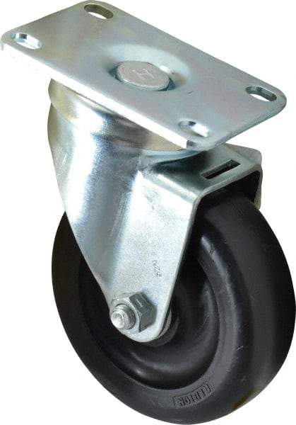 Albion - 4" Diam x 1-1/4" Wide x 5-1/8" OAH Top Plate Mount Swivel Caster - Polyolefin, 300 Lb Capacity, Delrin Bearing, 2-1/2 x 3-5/8" Plate - USA Tool & Supply