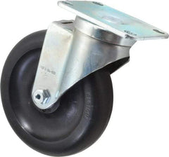 Albion - 5" Diam x 1-1/4" Wide x 6-3/16" OAH Top Plate Mount Swivel Caster - Polyolefin, 350 Lb Capacity, Delrin Bearing, 2-1/2 x 3-5/8" Plate - USA Tool & Supply