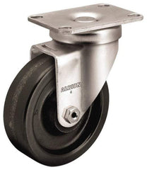 Albion - 4" Diam x 1-1/4" Wide x 5-1/8" OAH Top Plate Mount Swivel Caster - Phenolic, 350 Lb Capacity, Plain Bearing, 2-1/2 x 3-5/8" Plate - USA Tool & Supply