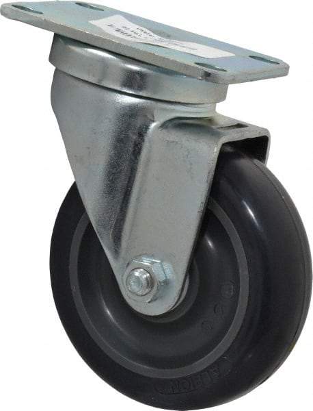 Albion - 4" Diam x 1-1/4" Wide x 5-1/8" OAH Top Plate Mount Swivel Caster - Polyurethane, 350 Lb Capacity, Delrin Bearing, 2-1/2 x 3-5/8" Plate - USA Tool & Supply