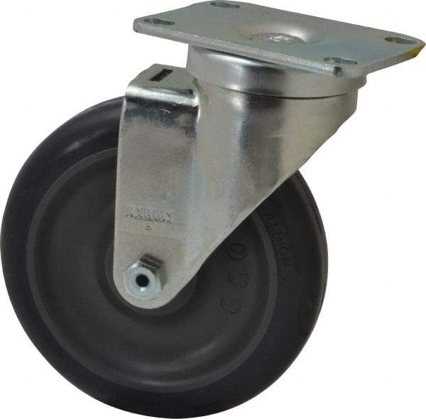 Albion - 5" Diam x 1-1/4" Wide x 6-3/16" OAH Top Plate Mount Swivel Caster - Polyurethane, 350 Lb Capacity, Delrin Bearing, 2-1/2 x 3-5/8" Plate - USA Tool & Supply