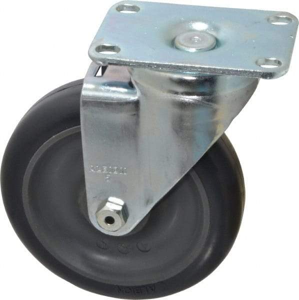 Albion - 5" Diam x 1-1/4" Wide x 6-3/16" OAH Top Plate Mount Swivel Caster - Polyurethane, 350 Lb Capacity, Ball Bearing, 2-1/2 x 3-5/8" Plate - USA Tool & Supply