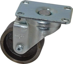Albion - 3" Diam x 1-1/4" Wide x 4-1/4" OAH Top Plate Mount Swivel Caster - Cast Iron, 300 Lb Capacity, Plain Bearing, 2-1/2 x 3-5/8" Plate - USA Tool & Supply