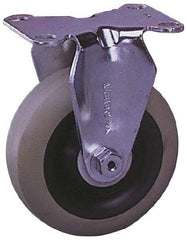 Albion - 3-1/2" Diam x 1-1/4" Wide x 4-11/16" OAH Top Plate Mount Rigid Caster - Cast Iron, 350 Lb Capacity, Plain Bearing, 2-1/2 x 3-5/8" Plate - USA Tool & Supply