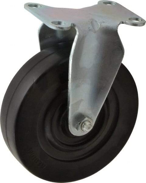 Albion - 5" Diam x 1-1/4" Wide x 6-3/16" OAH Top Plate Mount Rigid Caster - Soft Rubber, 175 Lb Capacity, Plain Bearing, 2-1/2 x 3-5/8" Plate - USA Tool & Supply