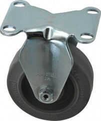 Albion - 3-1/2" Diam x 1-1/4" Wide x 4-1/4" OAH Top Plate Mount Rigid Caster - Rubber, 250 Lb Capacity, Ball Bearing, 2-1/2 x 3-5/8" Plate - USA Tool & Supply
