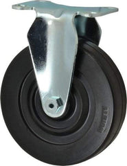 Albion - 5" Diam x 1-1/4" Wide x 6-3/16" OAH Top Plate Mount Rigid Caster - Hard Rubber, 350 Lb Capacity, Plain Bearing, 2-1/2 x 3-5/8" Plate - USA Tool & Supply
