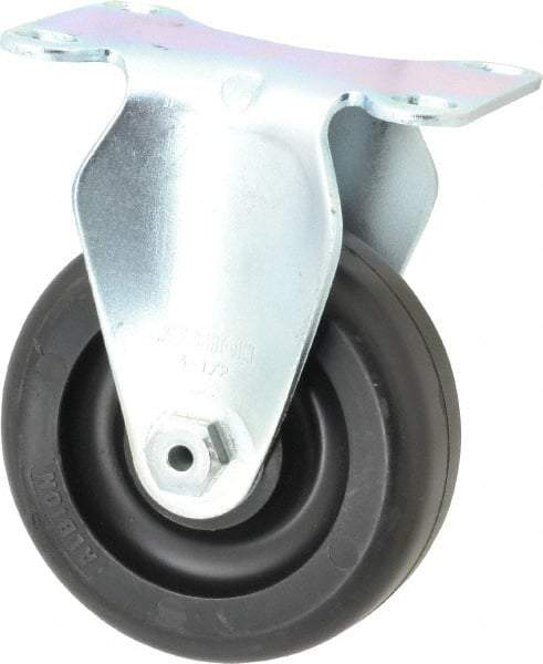 Albion - 3-1/2" Diam x 1-1/4" Wide x 4-11/16" OAH Top Plate Mount Rigid Caster - Polyolefin, 300 Lb Capacity, Delrin Bearing, 2-1/2 x 3-5/8" Plate - USA Tool & Supply
