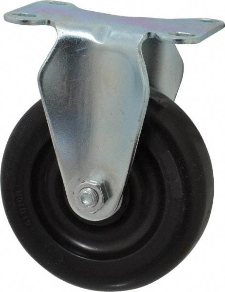 Albion - 4" Diam x 1-1/4" Wide x 5-1/8" OAH Top Plate Mount Rigid Caster - Polyolefin, 300 Lb Capacity, Delrin Bearing, 2-1/2 x 3-5/8" Plate - USA Tool & Supply