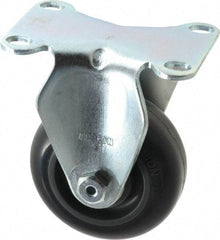 Albion - 3" Diam x 1-1/4" Wide x 4-1/4" OAH Top Plate Mount Rigid Caster - Polyurethane, 300 Lb Capacity, Delrin Bearing, 2-1/2 x 3-5/8" Plate - USA Tool & Supply