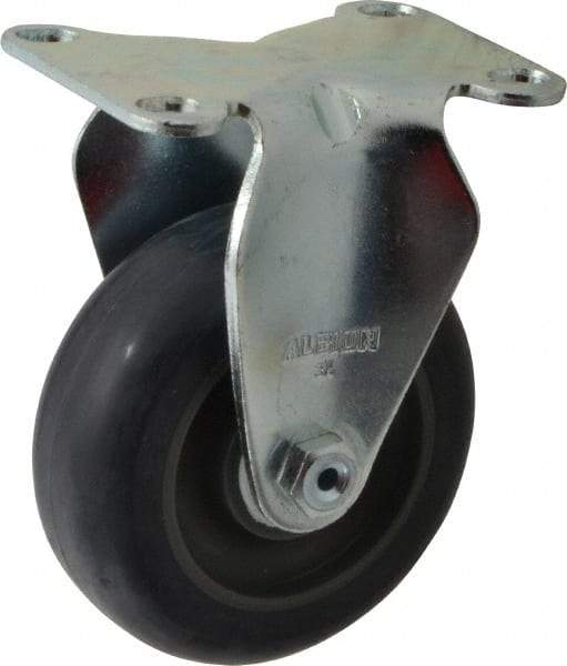 Albion - 3-1/2" Diam x 1-1/4" Wide x 4-11/16" OAH Top Plate Mount Rigid Caster - Polyurethane, 350 Lb Capacity, Delrin Bearing, 2-1/2 x 3-5/8" Plate - USA Tool & Supply