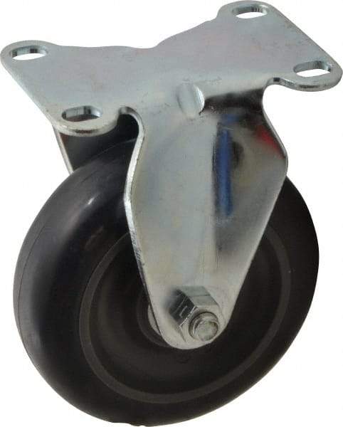 Albion - 4" Diam x 1-1/4" Wide x 5-1/8" OAH Top Plate Mount Rigid Caster - Polyurethane, 350 Lb Capacity, Delrin Bearing, 2-1/2 x 3-5/8" Plate - USA Tool & Supply