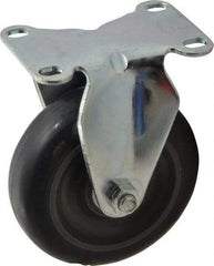 Albion - 4" Diam x 1-1/4" Wide x 5-1/8" OAH Top Plate Mount Rigid Caster - Polyurethane, 350 Lb Capacity, Delrin Bearing, 2-1/2 x 3-5/8" Plate - USA Tool & Supply