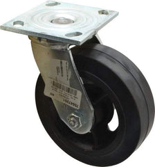 Albion - 6" Diam x 2" Wide x 7-1/4" OAH Top Plate Mount Swivel Caster - Rubber, 410 Lb Capacity, Roller Bearing, 4 x 4-1/2" Plate - USA Tool & Supply