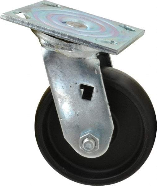Albion - 5" Diam x 1-1/2" Wide x 6-1/2" OAH Top Plate Mount Swivel Caster - Polypropylene, 450 Lb Capacity, Roller Bearing, 4 x 4-1/2" Plate - USA Tool & Supply