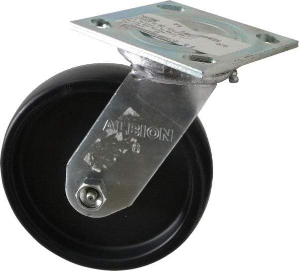 Albion - 6" Diam x 1-1/2" Wide x 7-1/4" OAH Top Plate Mount Swivel Caster - Polypropylene, 550 Lb Capacity, Roller Bearing, 4 x 4-1/2" Plate - USA Tool & Supply