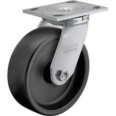 Albion - 8" Diam x 2" Wide x 9-1/2" OAH Top Plate Mount Swivel Caster - Polypropylene, 850 Lb Capacity, Roller Bearing, 4 x 4-1/2" Plate - USA Tool & Supply