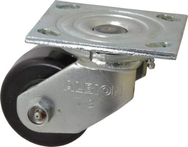 Albion - 3-1/4" Diam x 2" Wide x 4-1/4" OAH Top Plate Mount Swivel Caster - Phenolic, 700 Lb Capacity, Roller Bearing, 4 x 4-1/2" Plate - USA Tool & Supply
