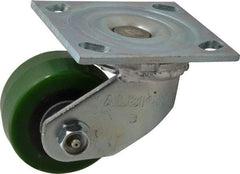 Albion - 3-1/4" Diam x 1-5/8" Wide x 4-1/4" OAH Top Plate Mount Swivel Caster - Polyurethane, 420 Lb Capacity, Roller Bearing, 4 x 4-1/2" Plate - USA Tool & Supply