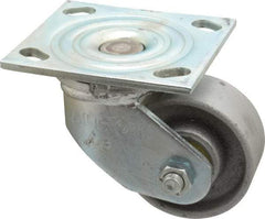 Albion - 3-1/4" Diam x 1-1/2" Wide x 4-1/4" OAH Top Plate Mount Swivel Caster - Cast Iron, 400 Lb Capacity, Roller Bearing, 4 x 4-1/2" Plate - USA Tool & Supply