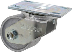 Albion - 3-1/4" Diam x 2-3/16" Wide x 4-1/4" OAH Top Plate Mount Swivel Caster - Cast Iron, 700 Lb Capacity, Roller Bearing, 4 x 4-1/2" Plate - USA Tool & Supply