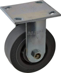 Albion - 5" Diam x 2" Wide x 6-1/2" OAH Top Plate Mount Rigid Caster - Soft Rubber, 350 Lb Capacity, Roller Bearing, 4 x 4-1/2" Plate - USA Tool & Supply