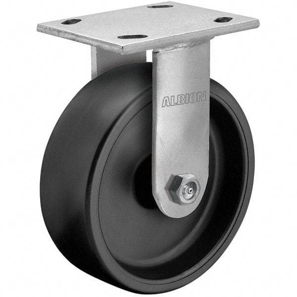 Albion - 4" Diam x 2" Wide x 5-5/8" OAH Top Plate Mount Rigid Caster - Polypropylene, 450 Lb Capacity, Roller Bearing, 4 x 4-1/2" Plate - USA Tool & Supply