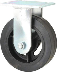 Albion - 6" Diam x 2" Wide x 7-1/4" OAH Top Plate Mount Rigid Caster - Rubber, 410 Lb Capacity, Roller Bearing, 4 x 4-1/2" Plate - USA Tool & Supply
