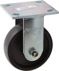 Albion - 5" Diam x 1-1/2" Wide x 6-1/2" OAH Top Plate Mount Rigid Caster - Polypropylene, 450 Lb Capacity, Roller Bearing, 4 x 4-1/2" Plate - USA Tool & Supply