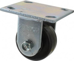 Albion - 3-1/4" Diam x 1-1/2" Wide x 4-1/4" OAH Top Plate Mount Rigid Caster - Phenolic, 600 Lb Capacity, Roller Bearing, 4 x 4-1/2" Plate - USA Tool & Supply