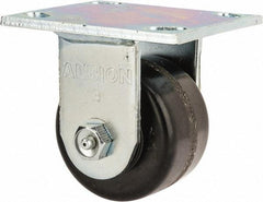 Albion - 3-1/4" Diam x 2" Wide x 4-1/4" OAH Top Plate Mount Rigid Caster - Phenolic, 700 Lb Capacity, Roller Bearing, 4 x 4-1/2" Plate - USA Tool & Supply