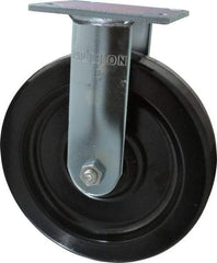 Albion - 8" Diam x 2" Wide x 9-1/2" OAH Top Plate Mount Rigid Caster - Phenolic, 1,250 Lb Capacity, Roller Bearing, 4 x 4-1/2" Plate - USA Tool & Supply