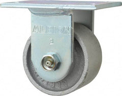 Albion - 3-1/4" Diam x 2" Wide x 4-1/4" OAH Top Plate Mount Rigid Caster - Cast Iron, 700 Lb Capacity, Roller Bearing, 4 x 4-1/2" Plate - USA Tool & Supply