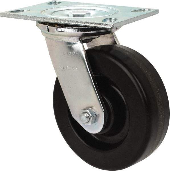 Albion - 6" Diam x 2" Wide x 7-1/2" OAH Top Plate Mount Swivel Caster - Phenolic, 1,200 Lb Capacity, Roller Bearing, 4-1/2 x 6-1/4" Plate - USA Tool & Supply